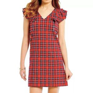 Draper James Angie Shift Dress Sz 2 Double Ruffle Flutter Sleeve Back Zipper